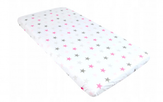 Plachta bavlnená s gumka 120/60 cm - ružové hviezdy