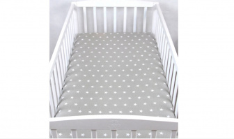 Prostěradlo bavlněné s gumkou 120/60 cm - šedé hvězdy