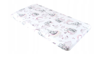 Prostěradlo bavlněné s gumkou 120/60 cm - slůně růžová