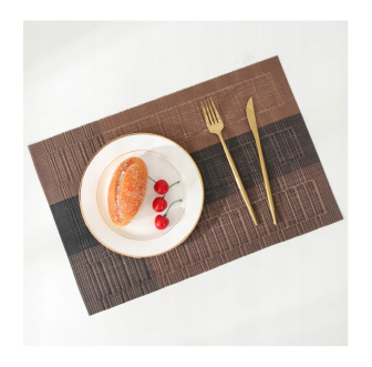 Prestieranie pletené / PVC 1 kus - pruh - hnědočierná