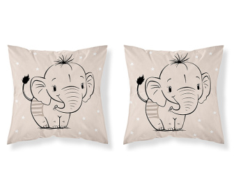Dětský potah na polštář 40x40 cm - Slůně / béžová
