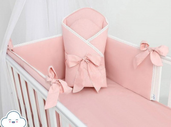 Postýlka s kompletní výbavou koronka růžová