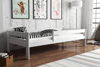 Postel z masivu Rudi 180/80 cm - BÍLÁ + rošt ZDARMA