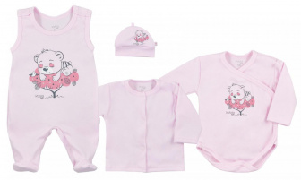 Souprava do porodnice Méďa růžová