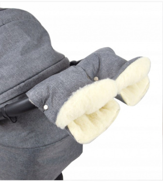 Rukavice na madlo kočíkov ovčia vlna - grey flex