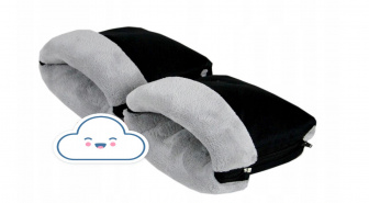 Rukavice na madla kočárků - fleece černo - šedé