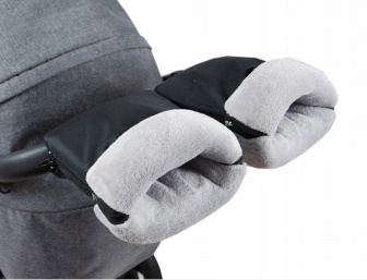 Rukavice na madlo kočíkov - fleece černo - šedé