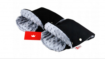 Rukavice na madla kočárků - minky černo - šedé