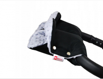 Rukavice na madlo kočíkov - minky černo - černé