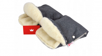 Rukavice na madla kočárků ovčí vlna - grey flex