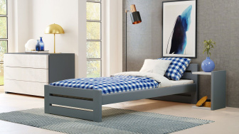 Postel Marek 120/200 cm - šedá - masiv smrk 3,5 cm