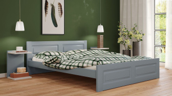 Postel Naďa 160/200 cm - šedá - masiv smrk 3,5 cm