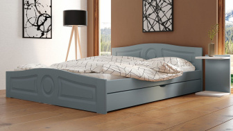 Postel Comfort 140/200 cm - šedá + šuplík - masiv smrk 3,5 cm