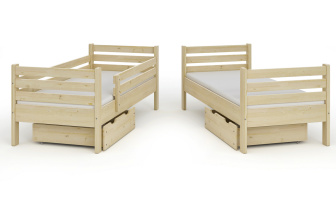 Patrová postel MIKOL 2v1 z masivu smrk 80/200 cm - BÍLÁ + rošt ZDARMA