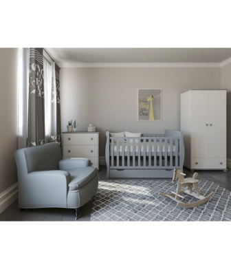 Postieľka 140/70 cm Francesca - sivá - 3v1 so šuplíkom