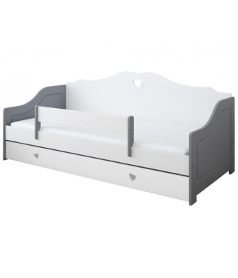 Postel Zina 180/80 cm - šedá/ bílá + matrace + šuplík