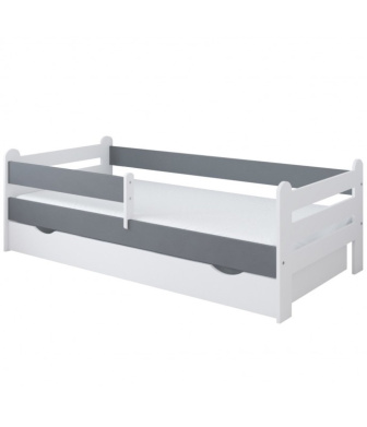 Postel Ronda 160/80 cm - bílá/ šedá + matrace + šuplík
