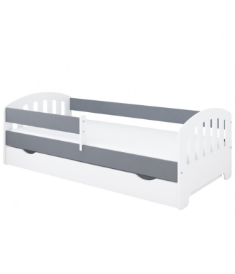 Postel Kvido 180/80 cm - bílá/ šedá + matrace  + šuplík