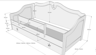 Postel Fiona 80/180 cm - šedá/ bílá se šuplíkem