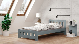 Postel Mirek 90/200 cm - šedá - masiv smrk 3,5 cm