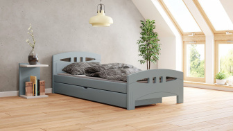 Postel Diana 80/200 cm - šedá + šuplík - masiv smrk 3,5 cm