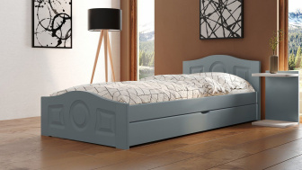 Postel Comfort 120/200 cm - šedá + šuplík - masiv smrk 3,5 cm
