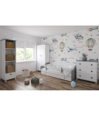 Postel Fiona 80/180 cm - šedá/ bílá se šuplíkem