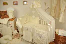 Souprava do postýlky srdíčko béžové 10 dílů