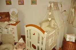 Souprava do postýlky srdce tmavě béžové 15 dílů