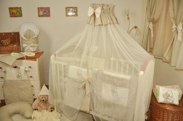 Souprava do postýlky srdíčko tmavě béžové 15 dílů