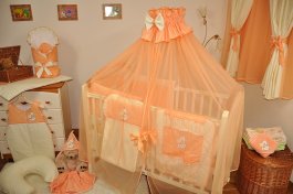 Souprava do postýlky srdíčko lososové 15 dílů