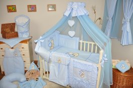 Souprava do postýlky srdíčko modré 10 dílů
