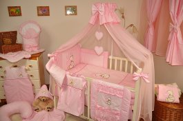 Souprava do postýlky srdíčko růžové 15 dílů