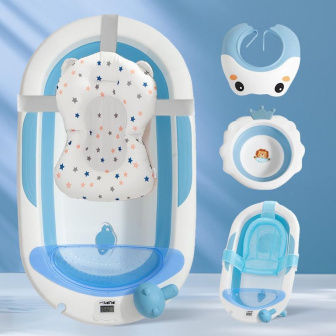 Detská vanička PupyHou + príslušenstvo 7 dielov - modrá