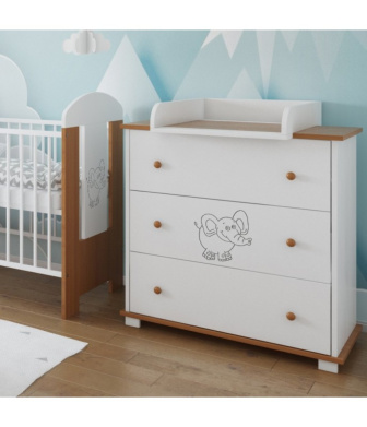 Prebaľovacia komoda Gloria - biela/ olcha Slon