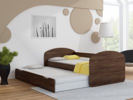 Milano výsuv 180x90 cm s rošty a matracemi - čokoláda