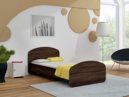 Postel Junior 180x90 cm s roštem a matrací - čokoláda