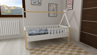 Postel z masivu Pavlík 80/180 + rošt ZDARMA - bílá + přírodní