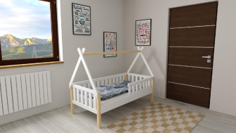 Postel z masivu Pavlík 80/180 + rošt ZDARMA - bílá + přírodní