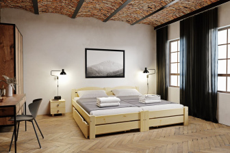 Postel Magda z masivu smrk 160x200 (2x80/200 cm) - ŠEDÁ + rošt ZDARMA