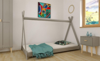 Postel teepee 180/80 cm - ŠEDÁ  + rošt ZDARMA