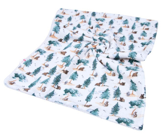Mušelínová deka 100 x 75cm / zvířátka v lese