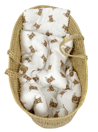 Polštářek + deka do kočárku mušelín s výplní - medvídci