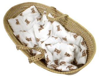 Polštářek + deka do kočárku mušelín s výplní - medvídci