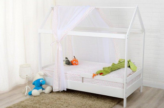 Postel Domeček bílá 160/80 cm + rošt