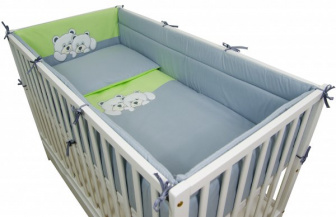 Povlečení dva medvídci šedo-zelené