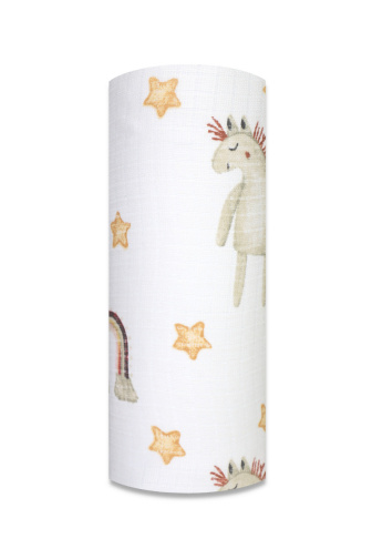 Plienka bavlna potlač - koník a dúha