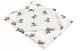 Polštářek + deka do kočárku mušelín - medvídci