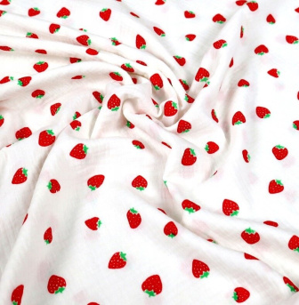 Vankúšik + deka do kočíka mušelín - jahody