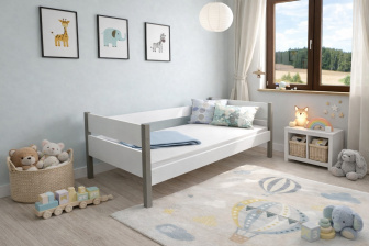 Dětská postel Tina - BÍLÁ / ŠEDÁ 160 x 80 cm + rošt ZDARMA